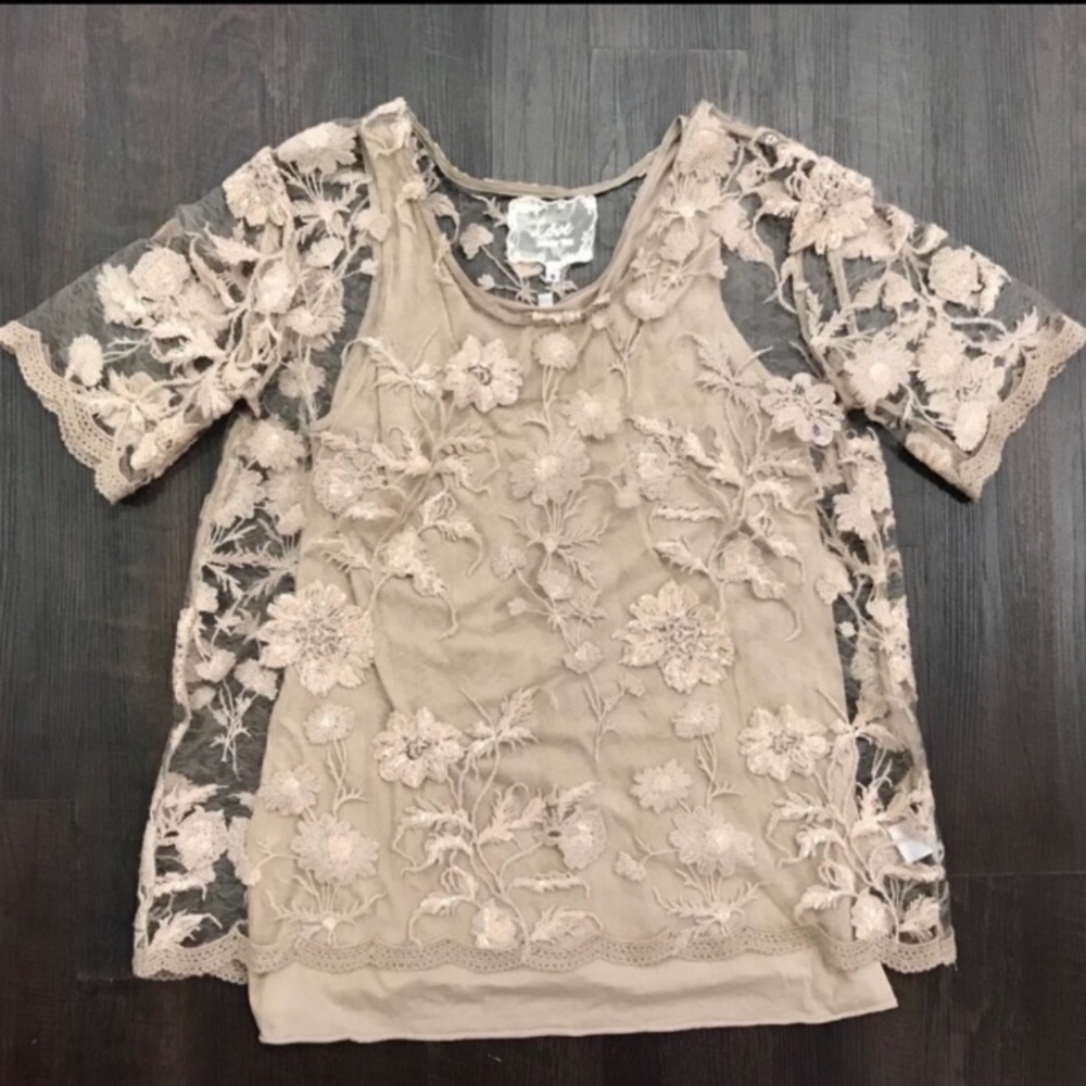 NWT Love Johnny Belle Embellished Top